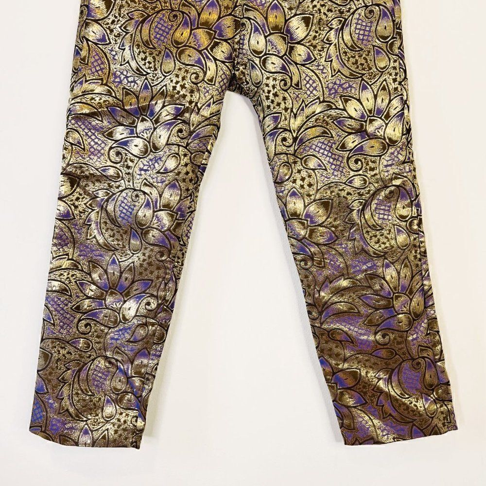 Marni x H&M Metallic Purple and Gold Cropped Brocade Pants - Picture 5 of 8
